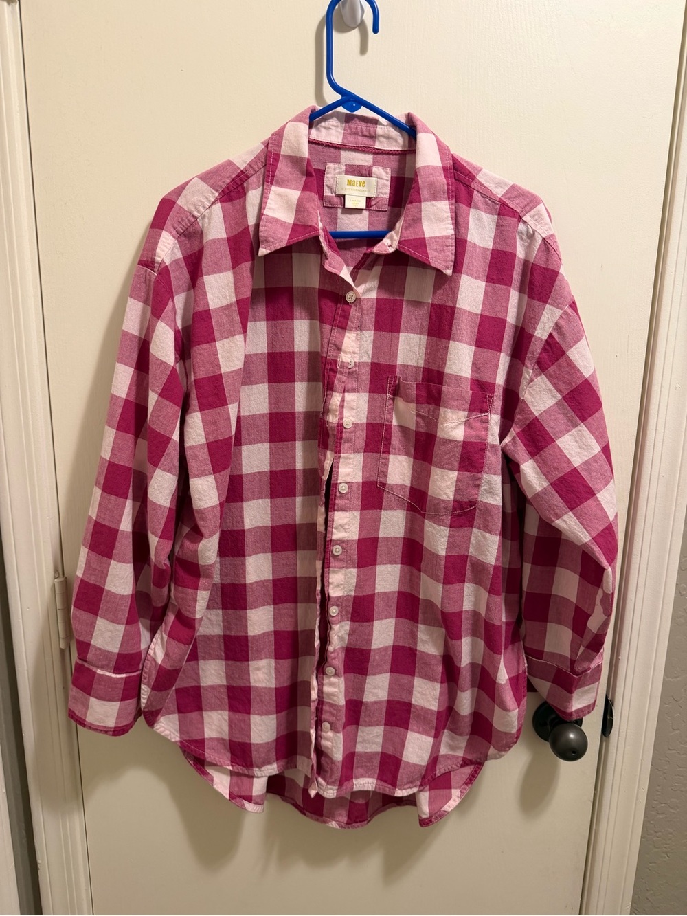 Women’s Mauve by Anthropologie Pink Plaid Button-Up Shirt